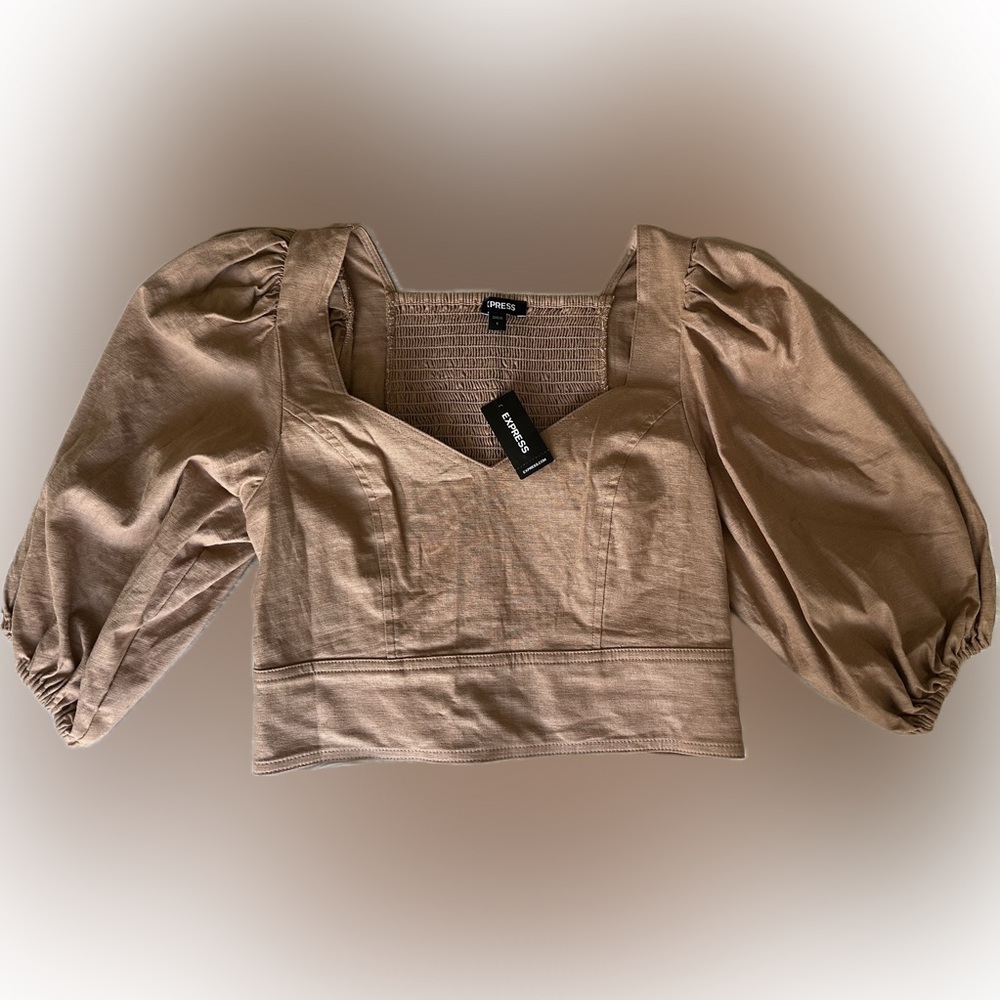 NWT | Puffed Sleeve Corset Cropped Top